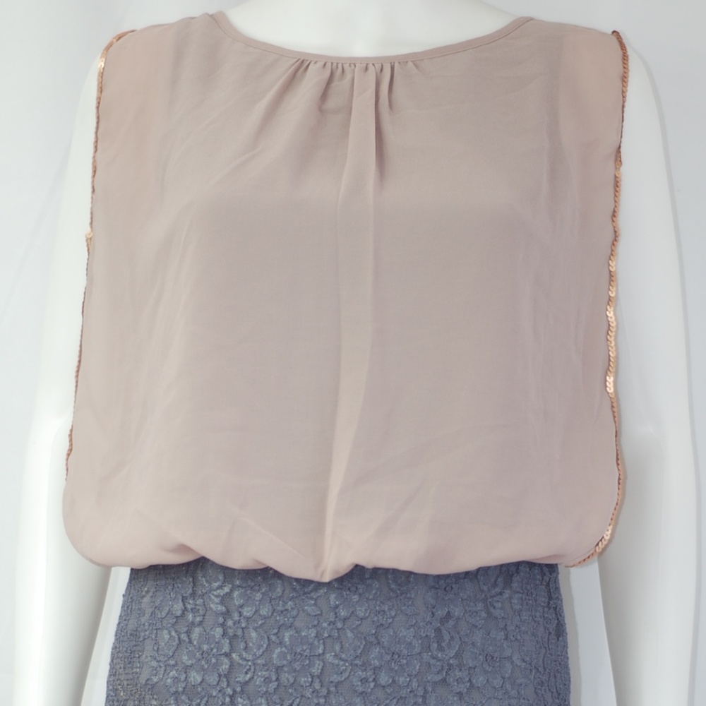NWT Tan & Gray Lace Dress Sz M - Picture 3 of 6